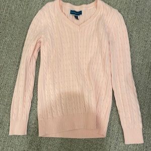 Karen Scott Women’s Cable V-neck Long Sleeve Sweater Size S Color Soft Pink